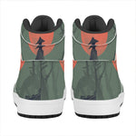 Red Moon Samurai Print High Top Leather Sneakers