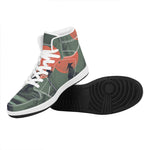 Red Moon Samurai Print High Top Leather Sneakers