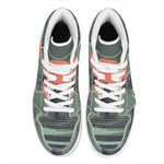 Red Moon Samurai Print High Top Leather Sneakers