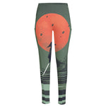Red Moon Samurai Print High-Waisted Pocket Leggings