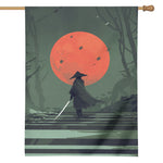 Red Moon Samurai Print House Flag