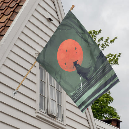 Red Moon Samurai Print House Flag