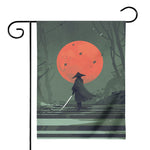 Red Moon Samurai Print House Flag