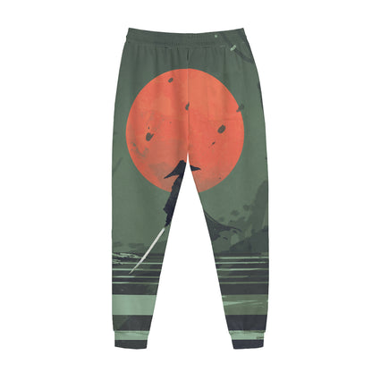 Red Moon Samurai Print Jogger Pants