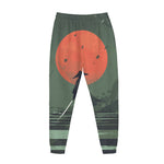 Red Moon Samurai Print Jogger Pants