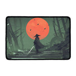 Red Moon Samurai Print Kitchen Mat