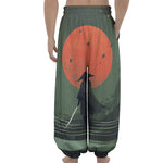 Red Moon Samurai Print Lantern Pants