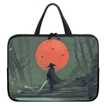 Red Moon Samurai Print Laptop Sleeve With Handle