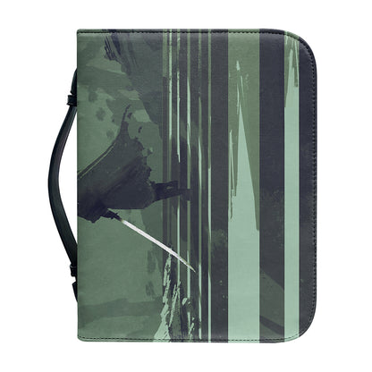 Red Moon Samurai Print Leather Bible Cover