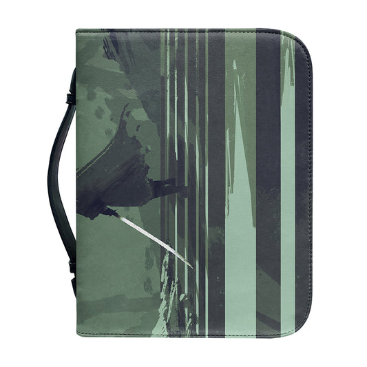 Red Moon Samurai Print Leather Bible Cover