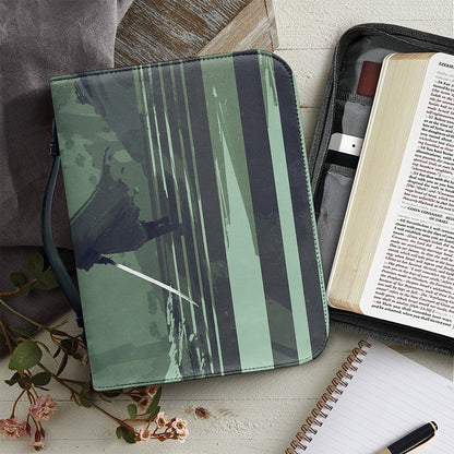 Red Moon Samurai Print Leather Bible Cover