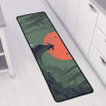 Red Moon Samurai Print Long Kitchen Mat