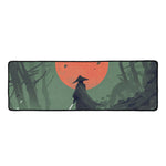 Red Moon Samurai Print Long Kitchen Mat