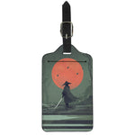 Red Moon Samurai Print Luggage Tag