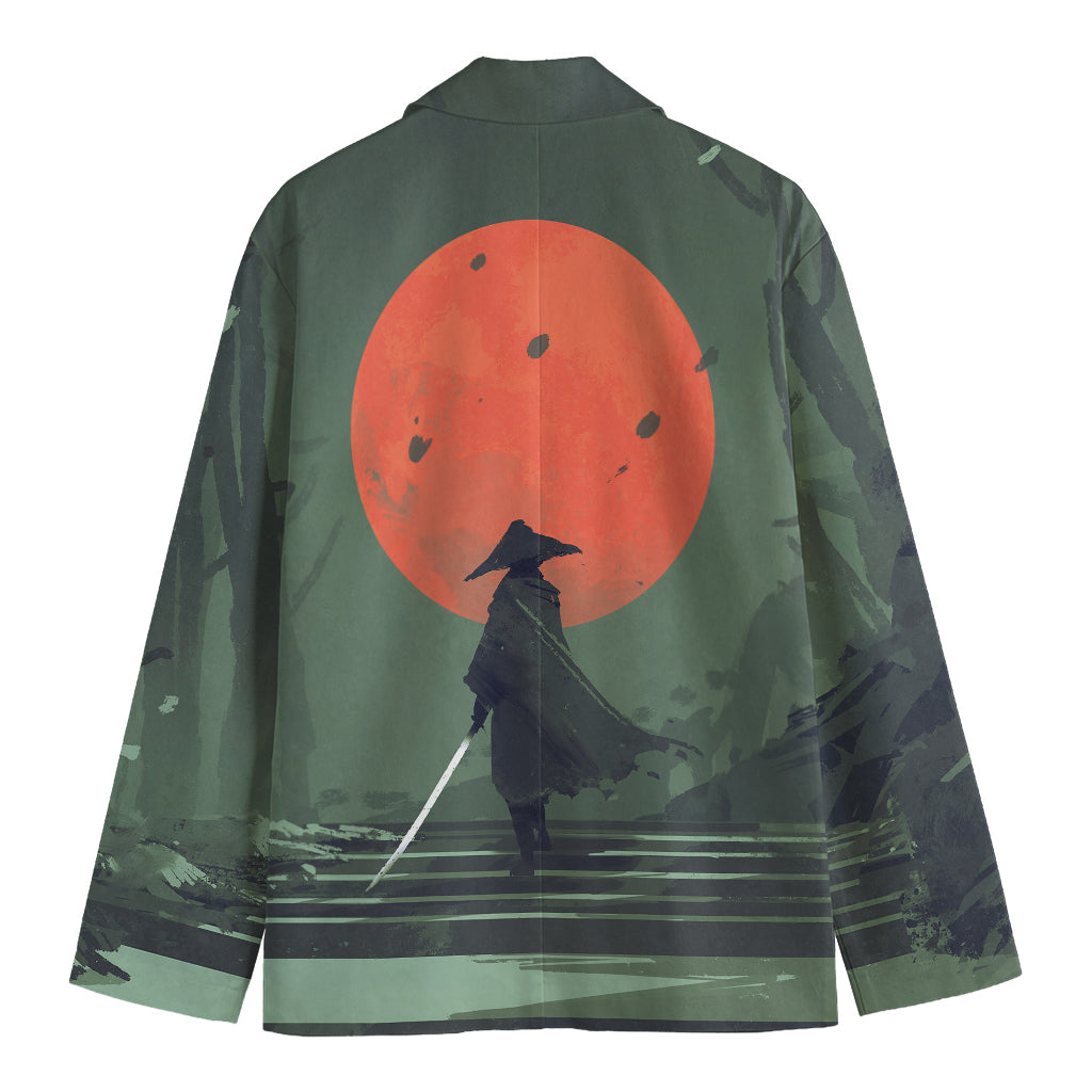Red Moon Samurai Print Men's Blazer