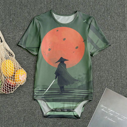 Red Moon Samurai Print Men's Bodysuit