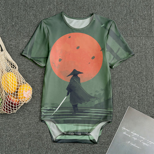 Red Moon Samurai Print Men's Bodysuit