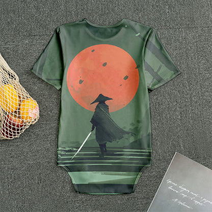 Red Moon Samurai Print Men's Bodysuit