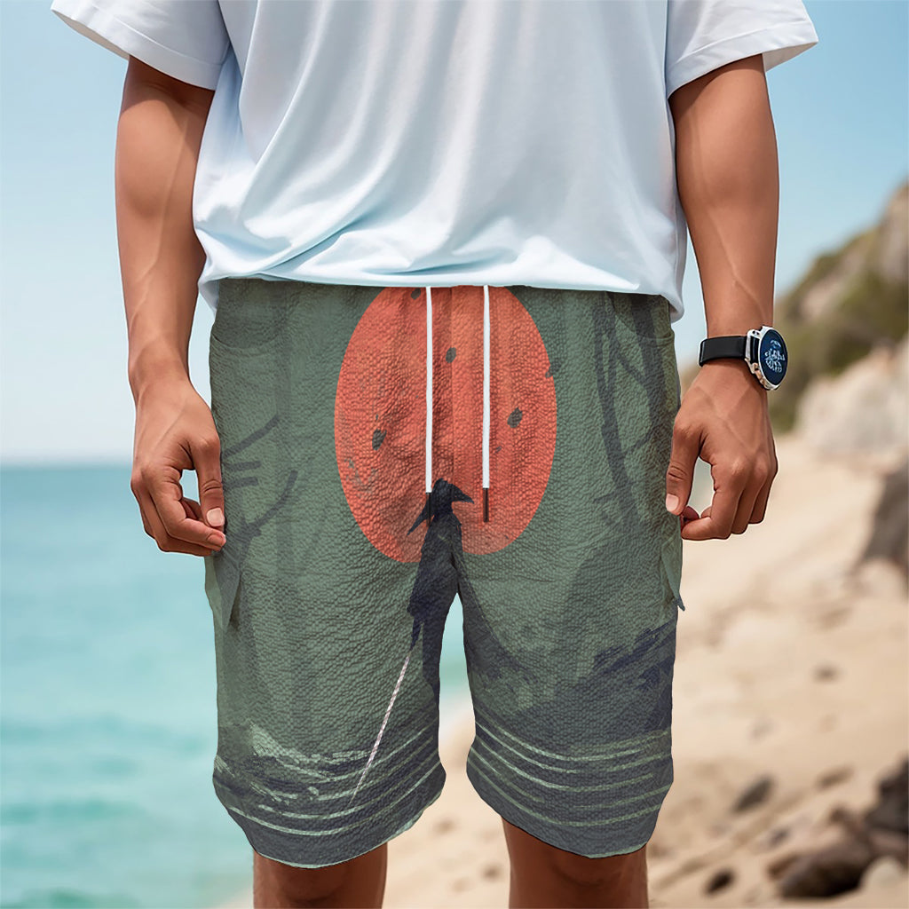 Red Moon Samurai Print Men's Cargo Shorts