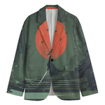 Red Moon Samurai Print Men's Cotton Blazer