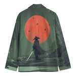 Red Moon Samurai Print Men's Cotton Blazer