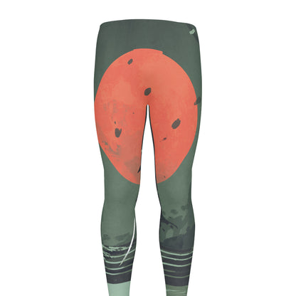 Red Moon Samurai Print Men's leggings