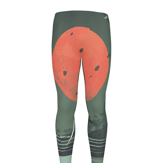 Red Moon Samurai Print Men's leggings