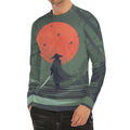 Red Moon Samurai Print Men's Long Sleeve Rash Guard