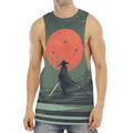 Red Moon Samurai Print Men's Muscle Tank Top
