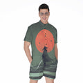 Red Moon Samurai Print Men's Romper