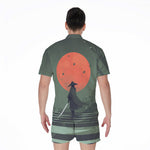 Red Moon Samurai Print Men's Rompers
