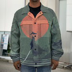Red Moon Samurai Print Men's Shirt Jacket