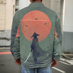 Red Moon Samurai Print Men's Shirt Jacket
