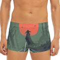 Red Moon Samurai Print Men's Short Boxer Briefs