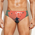 Red Moon Samurai Print Men's Swim Briefs