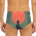 Red Moon Samurai Print Men's Triangle Swim Briefs
