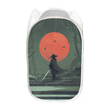 Red Moon Samurai Print Mesh Laundry Hamper