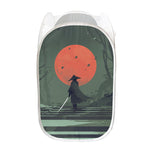 Red Moon Samurai Print Mesh Laundry Hamper