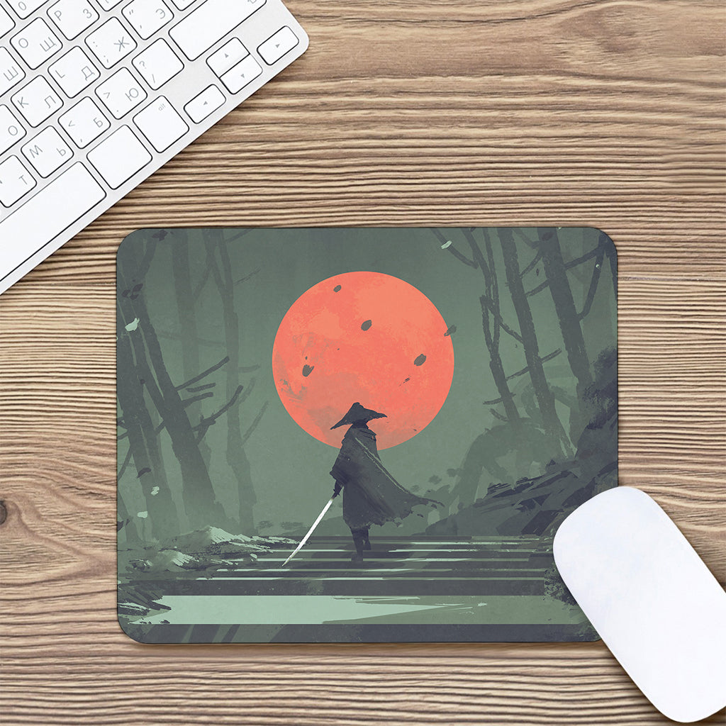 Red Moon Samurai Print Mouse Pad