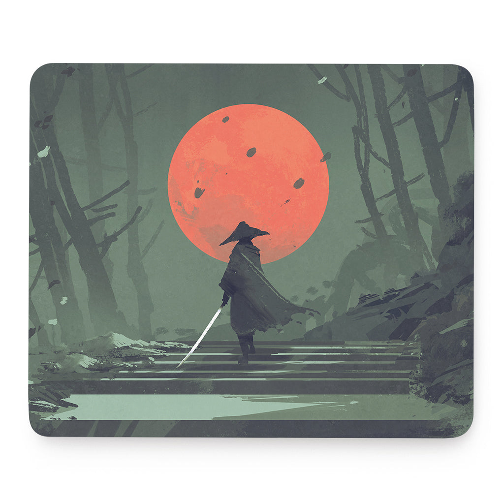 Red Moon Samurai Print Mouse Pad