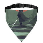 Red Moon Samurai Print Over The Collar Dog Bandana