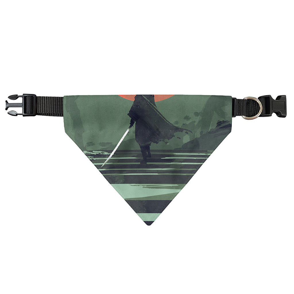 Red Moon Samurai Print Over The Collar Dog Bandana