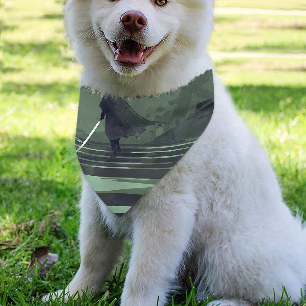 Red Moon Samurai Print Over The Collar Dog Bandana