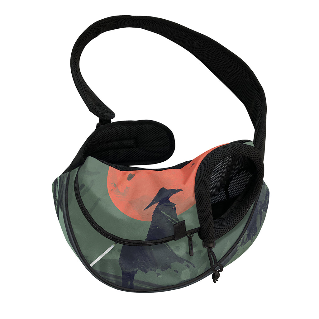 Red Moon Samurai Print Pet Sling Carrier