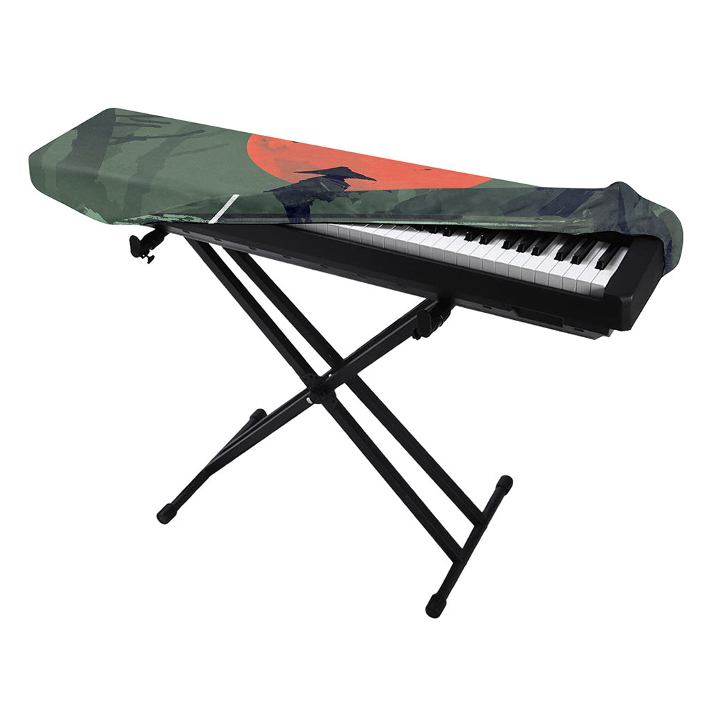Red Moon Samurai Print Piano Keyboard Cover
