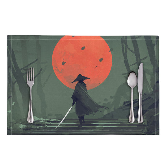 Red Moon Samurai Print Placemat