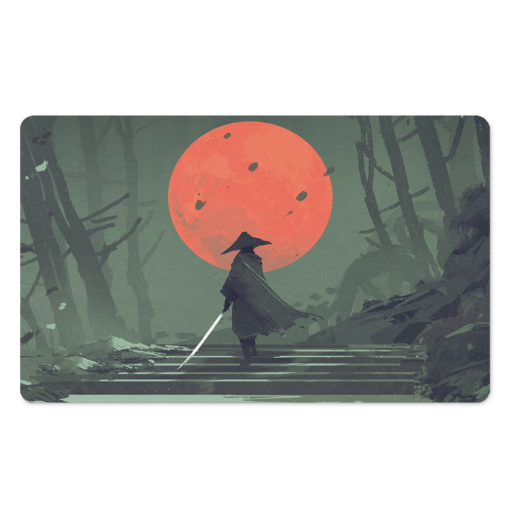 Red Moon Samurai Print Polyester Doormat