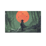 Red Moon Samurai Print Polyester Flag