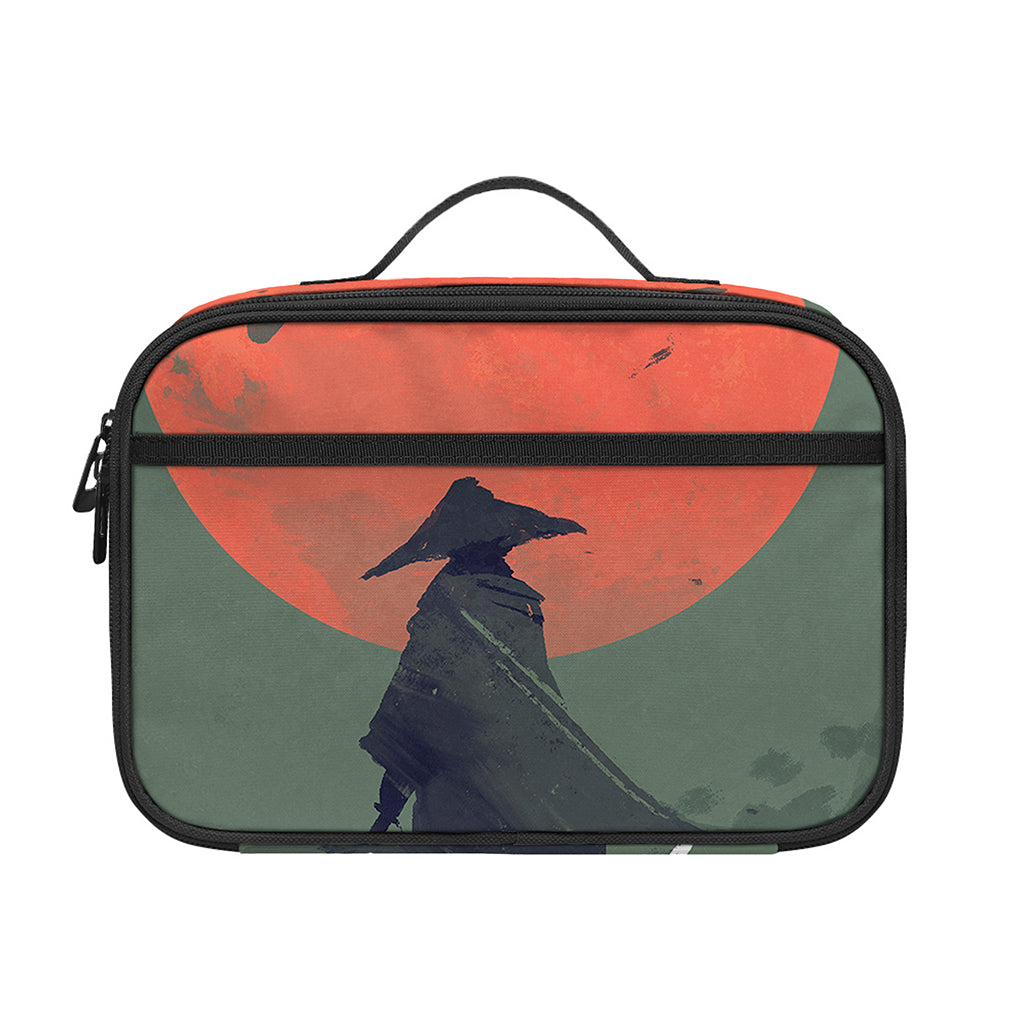 Red Moon Samurai Print Portable Lunch Bag