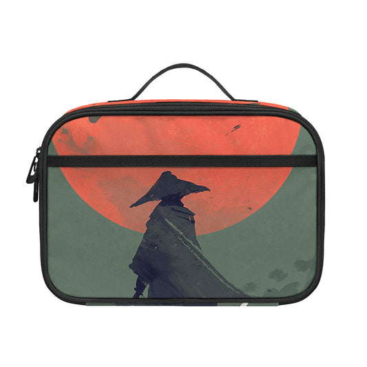 Red Moon Samurai Print Portable Lunch Bag